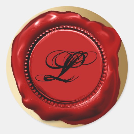 トレンディレッドワックス初期レターシール ラウンドシール (正面)