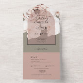 トレンディングMOSS赤面結婚のセージほこりっぽいピンク オールインワン招待状 (内側)