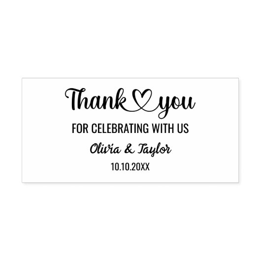 トレンディーありがとうハートカップル名タイポグラフィ文字 ラバースタンプ (インプリント)