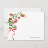 トレンディーいちごパーソナライズされた文房具 ノートカード (正面)