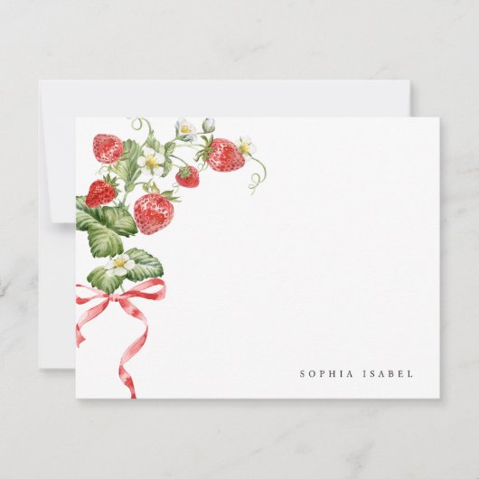 トレンディーいちごパーソナライズされた文房具 ノートカード (正面)