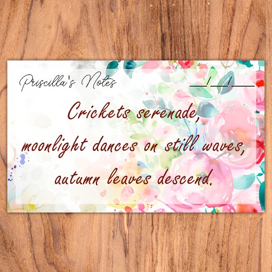 トレンディーうれしそうな水の色の花10" x 6" ポストイット