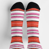 トレンディーうれしストライプのい色のパターンl赤lピンク ソックス (上部)