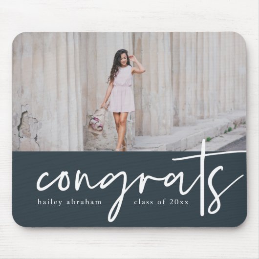 トレンディーおめでとう卒業写真マウスパッド マウスパッド (正面)