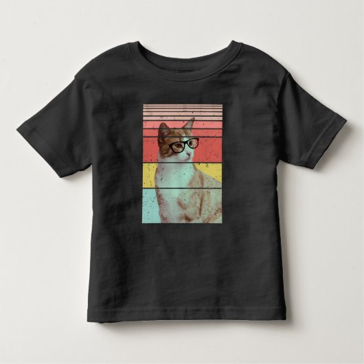 トレンディーおもしろいかわいい猫ヴィンテージ トドラーTシャツ (正面)