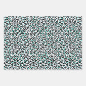 トレンディーおもしろいアクアグレーブラックサファリアニマルプリント ラッピングペーパーシート (正面3)