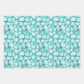 トレンディーおもしろいアクアグレーブラックサファリアニマルプリント ラッピングペーパーシート (正面3)