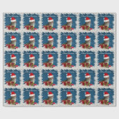 トレンディーおもしろいサンタ賢い猫クリスマス ラッピングペーパー (フラット)