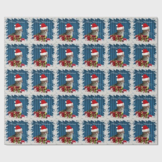 トレンディーおもしろいサンタ賢い猫クリスマス ラッピングペーパー (フラット)