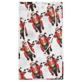 トレンディーおもしろいバイクもしくは自転車に乗る人サンタクリスマスホリデイ抱き枕 スモールペーパーバッグ (裏面)