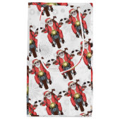 トレンディーおもしろいバイクもしくは自転車に乗る人サンタクリスマスホリデイ抱き枕 スモールペーパーバッグ (正面)