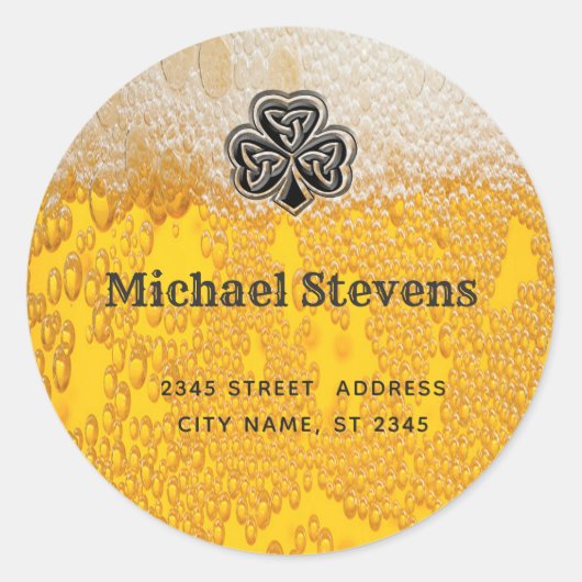 トレンディーおもしろいビアアイリッシュラッキーシャムロックリターンアドル ラウンドシール (正面)