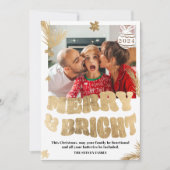 トレンディーおもしろいメリー&ブライト金ゴールドクリスマスフォト シーズンカード (正面)
