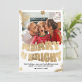 トレンディーおもしろいメリー&ブライト金ゴールドクリスマスフォト シーズンカード (スタンド正面)