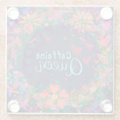 トレンディーおもしろいユニークカフェインクイーンフローラ ガラスコースター (裏面)