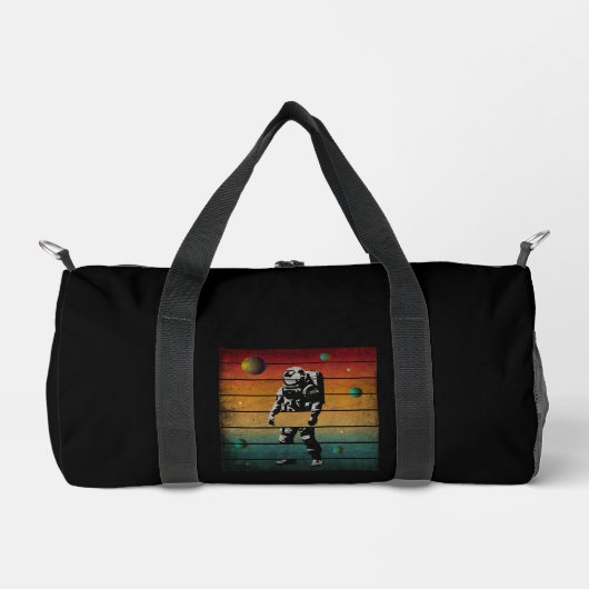 トレンディーおもしろい宇宙飛行士ヴィンテージ宇宙惑星 ダッフルバッグ (正面)