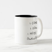 トレンディーおもしろい手書タイポグラフィ共働ギフト ツートーンマグカップ (正面右)