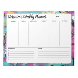 トレンディーおもしろい抽象芸術週次To Doリストのメモ帳 ノートパッド