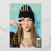 トレンディーおもしろい研究誌カバーインスパイアグラッド 箔招待状 (正面)