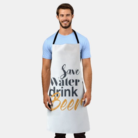 トレンディーおもしろい、都市デザイン救水飲料ビール エプロン (着用した状態)