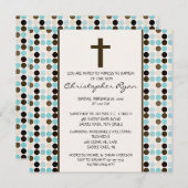 トレンディーおもしろいDOTS男の赤ちゃんバプティスマン 招待状 (正面/裏面)