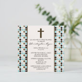 トレンディーおもしろいDOTS男の赤ちゃんバプティスマン 招待状 (スタンド正面)