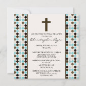 トレンディーおもしろいDOTS男の赤ちゃんバプティスマン 招待状 (正面)