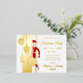 トレンディーお洒落クリスマスオーナメントパーティー 箔招待状ポストカード (立ち正面)