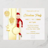 トレンディーお洒落クリスマスオーナメント 箔招待状ポストカード (正面)