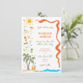 トレンディーお洒落ドードルハンドドロービーチ結婚式 招待状 (スタンド正面)