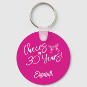 トレンディーお洒落ピンクハンドドロー30歳の誕生日 キーホルダー (正面)