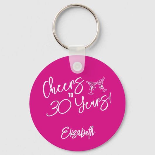 トレンディーお洒落ピンクハンドドロー30歳の誕生日 キーホルダー (正面)
