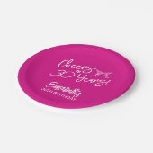 トレンディーお洒落ピンクハンドドロー30歳の誕生日 ペーパープレート (アングル)