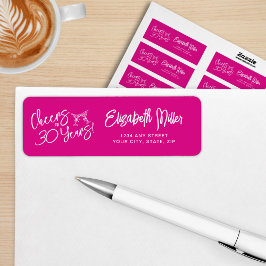 トレンディーお洒落ピンクハンドドロー30歳の誕生日 ラベル