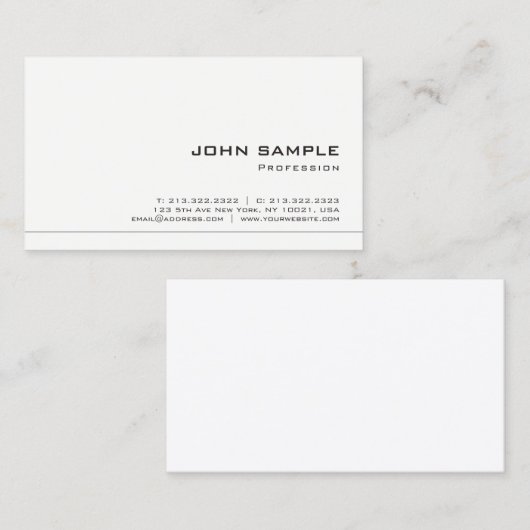 トレンディーお洒落プロフェッショナルクリエイティブエレガントホワイト 名刺 (正面/裏面)