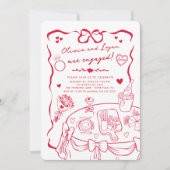 トレンディーお洒落婚約パーティ招待状 招待状 (正面)