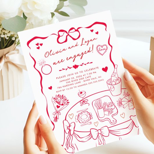 トレンディーお洒落婚約パーティ招待状 招待状