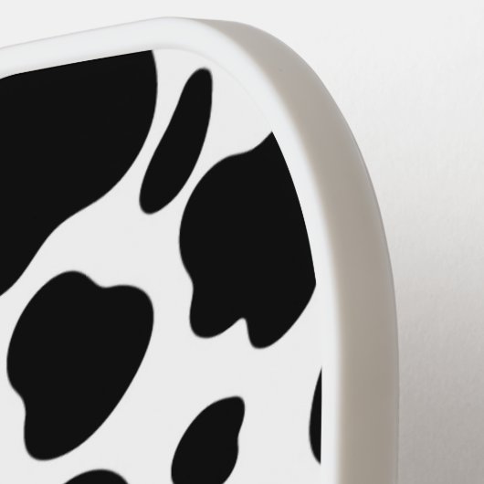 トレンディーかわいいおもしろいブラック&ホワイトカウパターンカスタム ピックルボールラケット (左詳細)