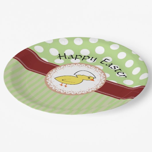 トレンディーかわいいガーリーベビーチキンイースター ペーパープレート (アングル)