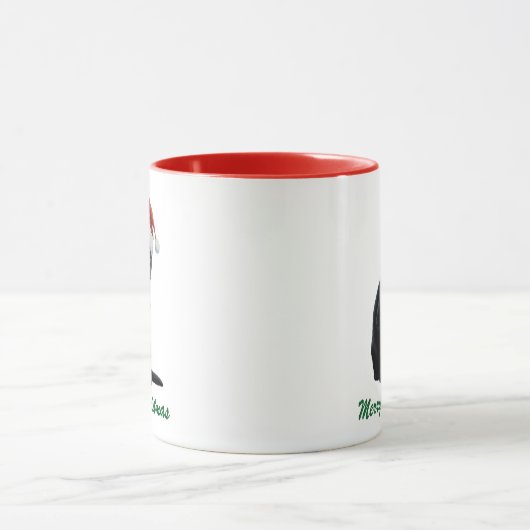 トレンディーかわいいクリスマスブラックキャットinサンタハット マグカップ (中央)