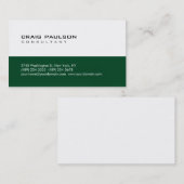 トレンディーかわいいシック濃い緑ホワイトビジネスカード 名刺 (正面/裏面)