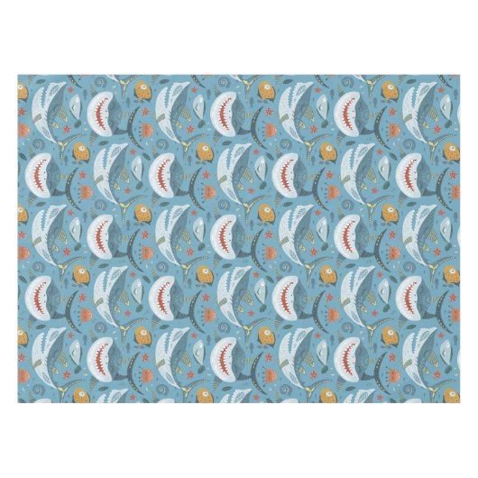 トレンディーかわいいスマイルシャーク第1回2回目の誕生日プレゼント テーブルクロス (正面(横))