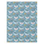 トレンディーかわいいスマイルシャーク第1回2回目の誕生日プレゼント テーブルクロス (正面)