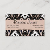 トレンディーかわいいトープ白黒イカット部族柄 名刺 (裏面)