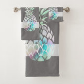 トレンディーかわいいパイナップルストライプ、パーソナライズされた- バスタオルセット (インサイチュ)