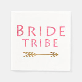 トレンディーかわいいピンク花嫁金ゴールドアローデザイン スタンダードカクテルナプキン