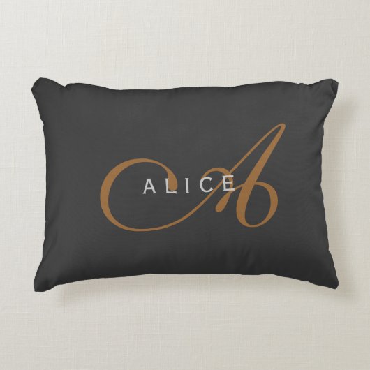 トレンディーかわいいプレーンモノグラムイニシャル名 アクセントクッション (正面)