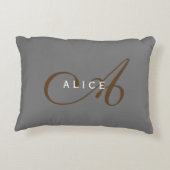 トレンディーかわいいプレーンモノグラムイニシャル名 アクセントクッション (裏面)