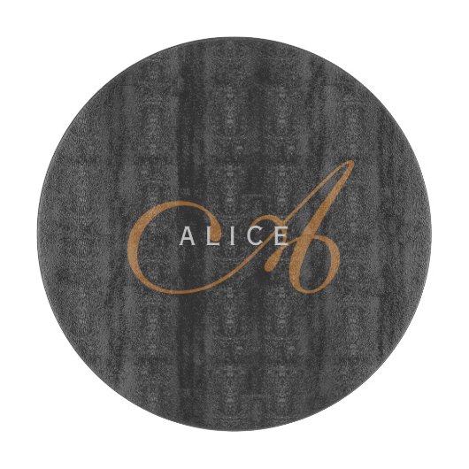 トレンディーかわいいプレーンモノグラムイニシャル名 カッティングボード (正面)