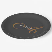 トレンディーかわいいプレーンモノグラムイニシャル名 ペーパープレート (アングル)